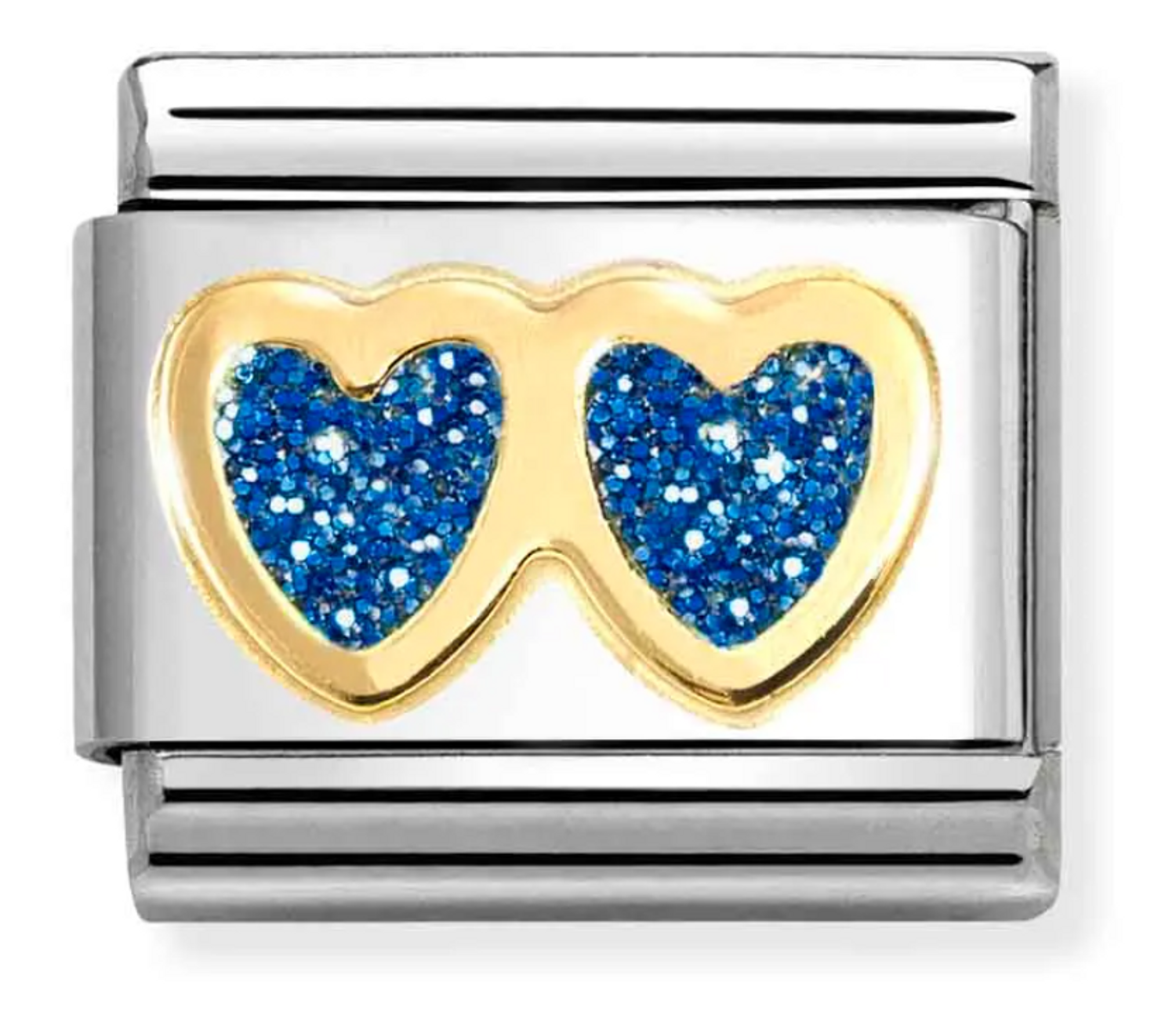 Nomination Link 18K podwójne niebieskie brokatowe serce 030220 11.png